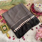 Vriksham Black Striped Print Ajrakh Modal Silk Saree-VS4440